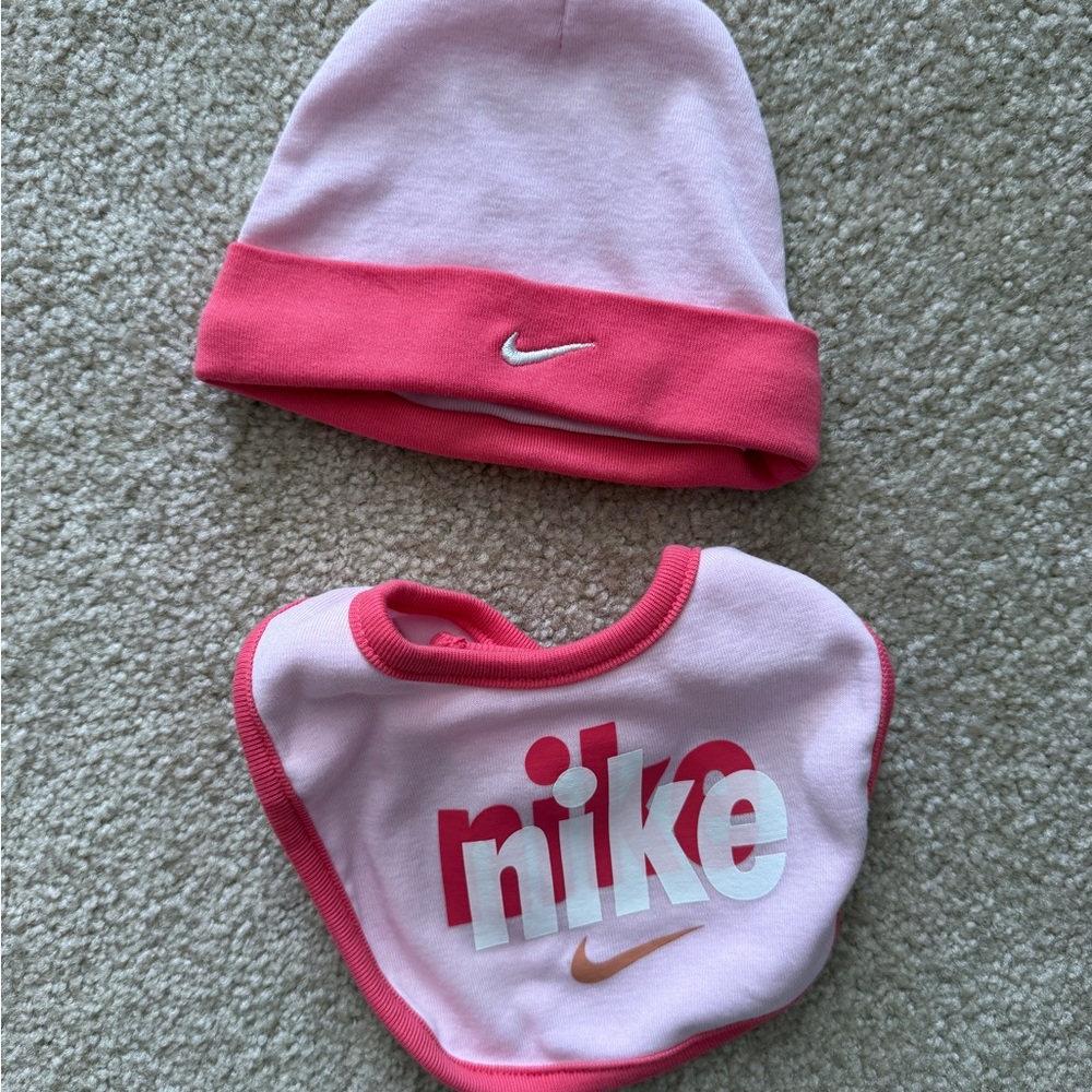 Nike Kids Pink Beanie and Bib Set